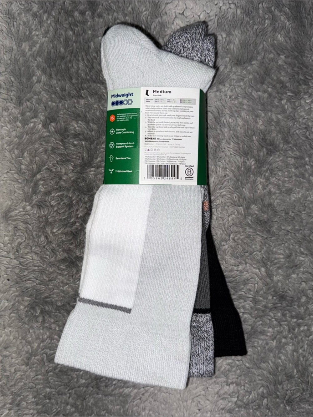 BOMBAS PERFORMANCE COMPRESSION KNEE HIGH SOCK 3-PACK (20-30MMHG) - Picture 3 of 10